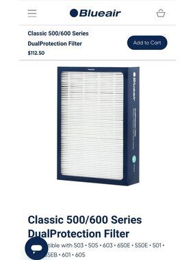 Genuine BlueAir 500 / 600 Dual Protection Filter Classic Series Carbon